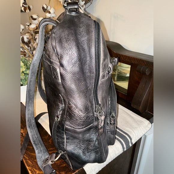 NWT Bed Stu Unisex Leather Lafe Backpack Black Dip Dyed Retail $425 - Picture 8 of 15